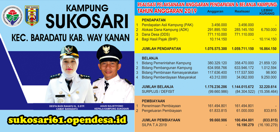 REALISASI ANGGARAN PENDAPATAN DAN BELANJA KAMPUNG SUKOSARI TA 2019
